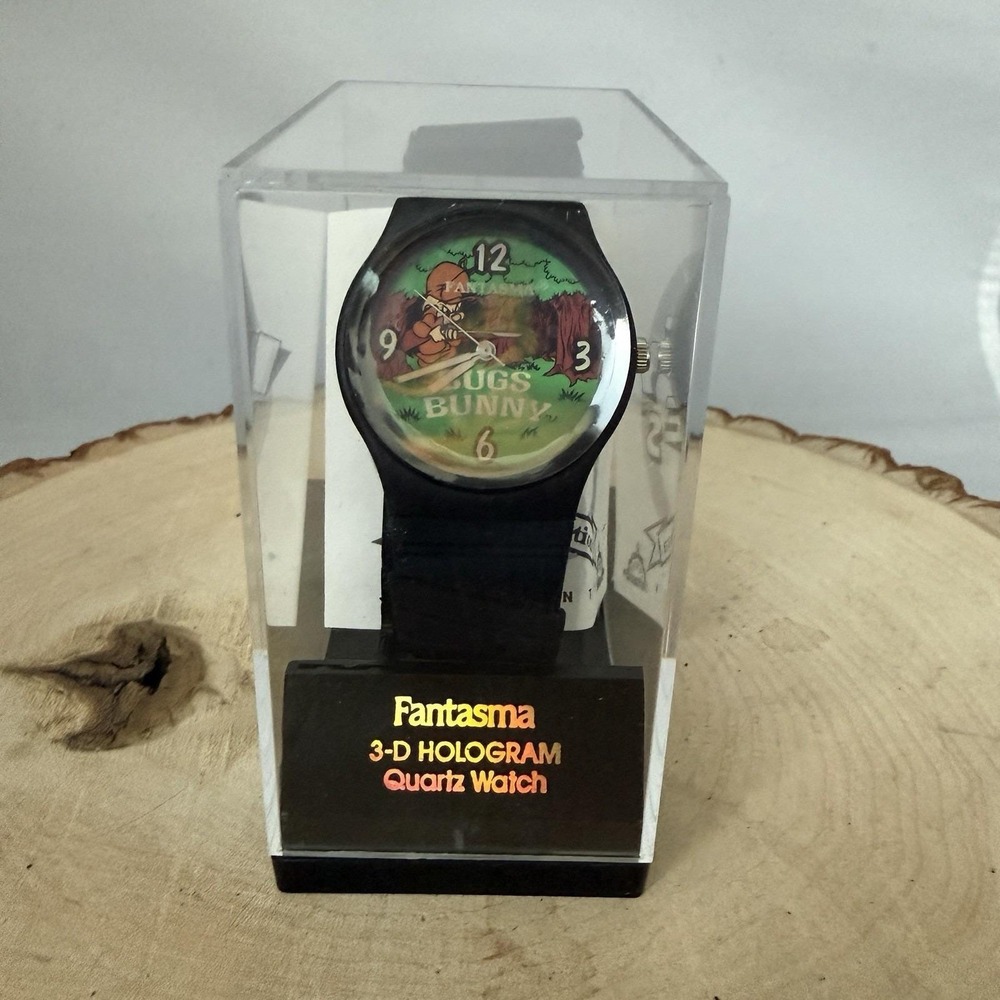 Fantasma 1993 Collectors Edition Bugs Bunny Elmer Fudd Hologram 3D Watch NIB